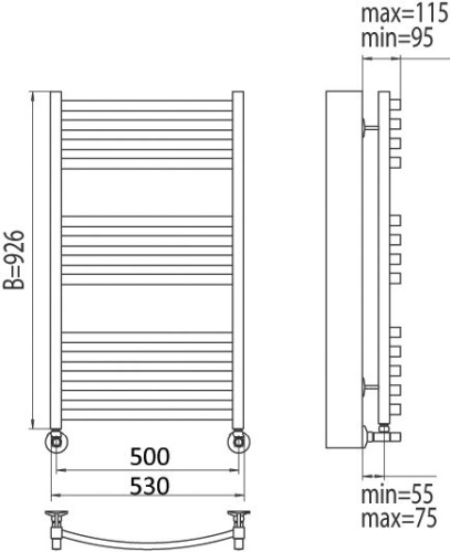 50 000 руб. Полотенцесушитель водяной Terminus Палермо П13 500x926 фото 3 Полотенцесушитель водяной Terminus Палермо П13 500x926 фото 3