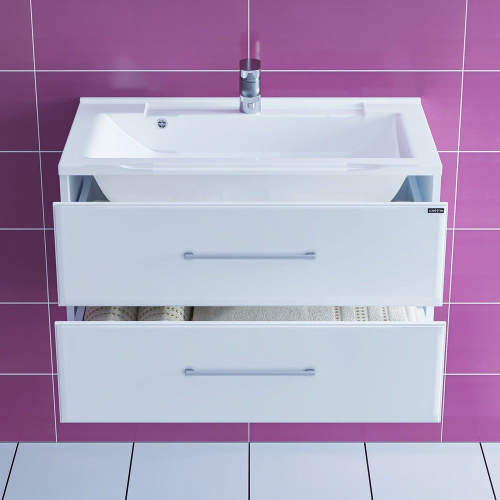 Мебель для ванной СанТа Омега 80 подвесная белая без доводчика фото 3