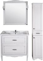 Мебель для ванной ASB-Woodline Римини Nuovo 80 белая, патина серебро