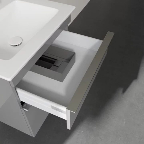 Мебель для ванной Villeroy & Boch Venticello 55 glossy grey, с ручками хром фото 5
