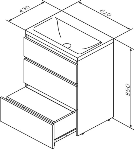 Мебель для ванной AM.PM Gem S 60 графит матовый, напольная, с 3 ящиками фото 4