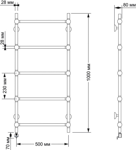 63 150 руб. Полотенцесушитель электрический Secado Флоренция 1 50х100 (28/28) R фото 4 Полотенцесушитель электрический Secado Флоренция 1 50х100 (28/28) R фото 4