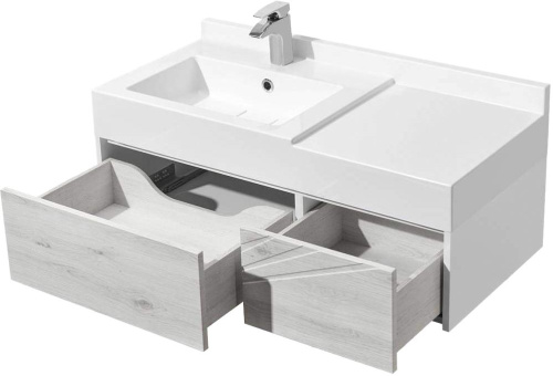 Мебель для ванной AQUATON Сакура 100 L, ольха наварра, белая фото 4