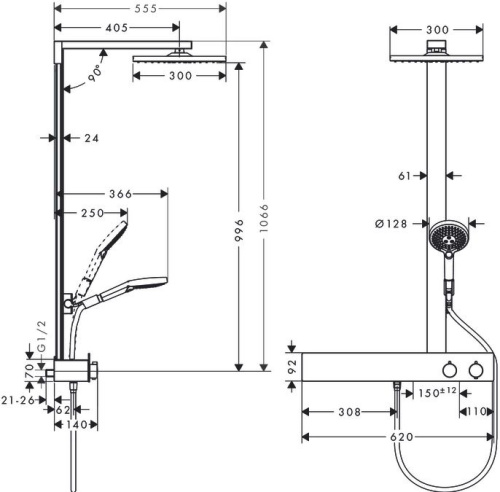 Душевая стойка Hansgrohe Raindance E Showerpipe 300 27363000 фото 5