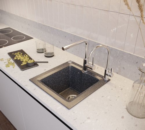 Мойка кухонная DIWO Киров GWS-42 черная фото 10