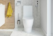 Комплект Унитаз-компакт STWORKI Merlingen MBTW55 безободковый + Гигиенический душ STWORKI by Damixa Хельсинки HFHS51000 со смесителем, С ВНУТРЕННЕЙ ЧАСТЬЮ, хром