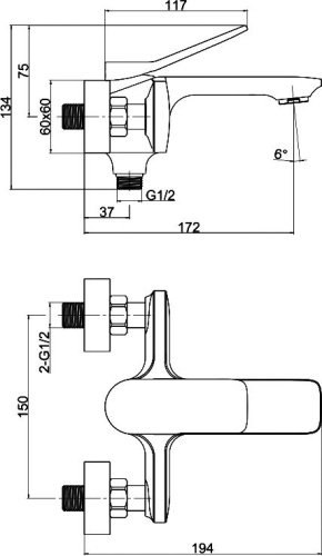13 180 руб. Смеситель Cersanit Odra 63051 для ванны с душем фото 7 Смеситель Cersanit Odra 63051 для ванны с душем фото 7