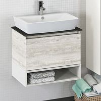 Тумба с раковиной Comforty Прага 60 00-00003465 дуб белый, столешница антрацит