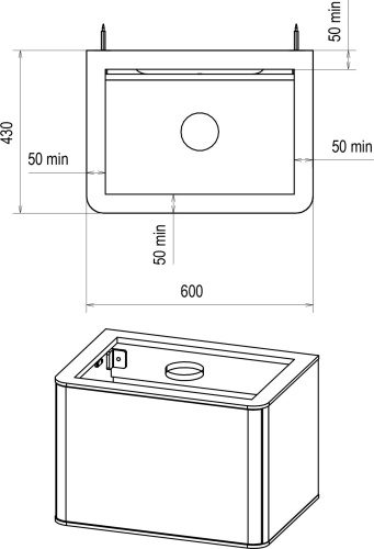 Мебель для ванной STWORKI Ноттвиль 60 бежевый шелк, с отверстием под смеситель фото 9