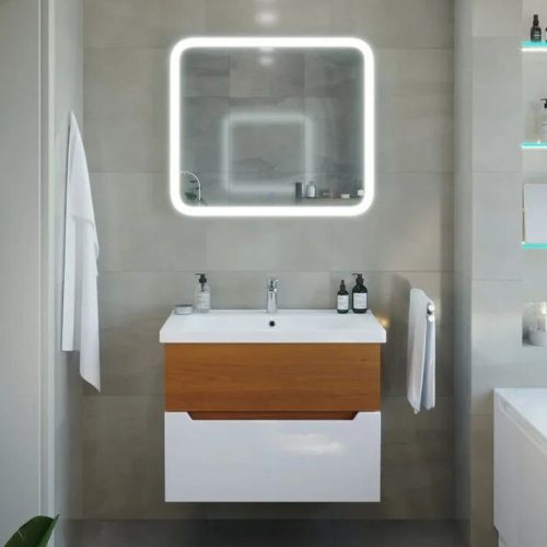 Мебель для ванной Sanstar Valencia 80, подвесная, орех ноче эко, белый фото 6