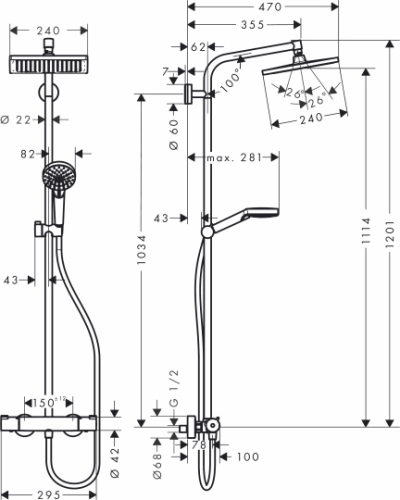 Душевая стойка Hansgrohe Crometta Е 240 1jet Showerpipe 27271000 фото 4