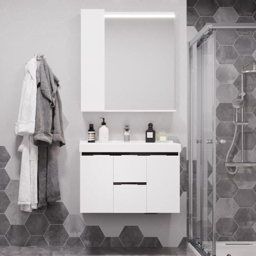 Мебель для ванной AQUATON Рене 80 белый, грецкий орех фото 6 Мебель для ванной AQUATON Рене 80 белый, грецкий орех фото 6