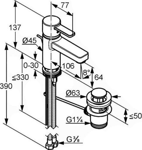 Смеситель Kludi Zenta 382509175 для раковины фото 4