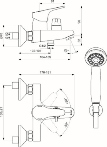 8 510 руб. Смеситель Vidima Next BA371AA для ванны с душем фото 2 Смеситель Vidima Next BA371AA для ванны с душем фото 2
