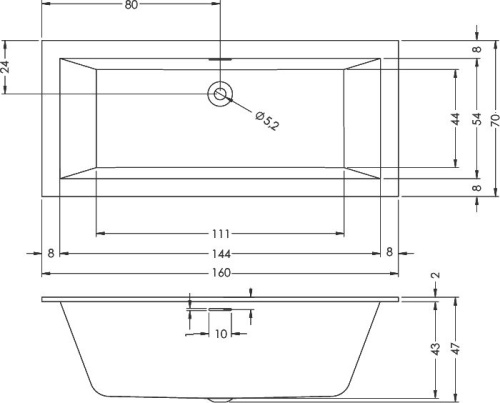 Акриловая ванна Riho Rething Cubic 160х70 фото 4