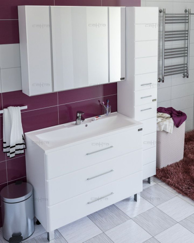 Мебель для ванной СанТа Омега 100 напольная белая без доводчиков фото 5