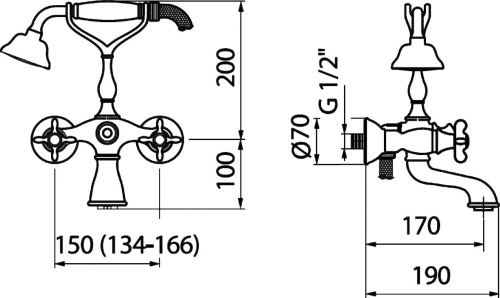 65 300 руб. Смеситель Webert Ottocento OT720201065 бронза для ванны с душем фото 2 Смеситель Webert Ottocento OT720201065 бронза для ванны с душем фото 2