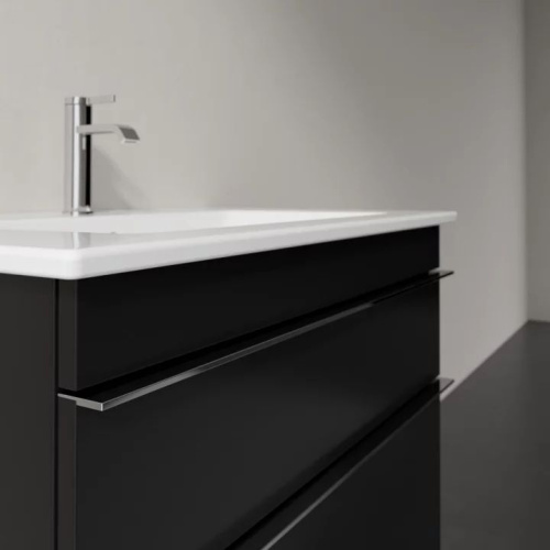 Мебель для ванной Villeroy & Boch Venticello 80 black matt lacquer, с ручками хром фото 2