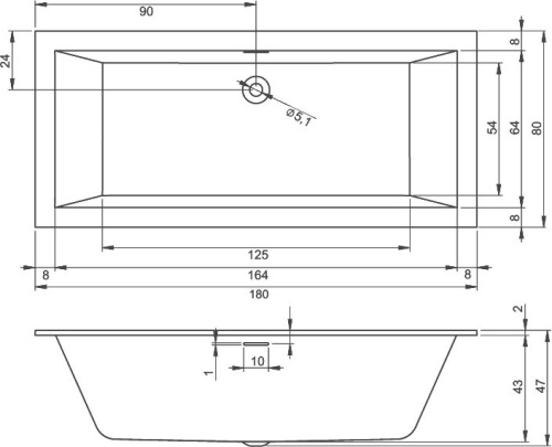 Акриловая ванна Riho Rething Cubic BD9100500000000 R, 180x80 фото 4