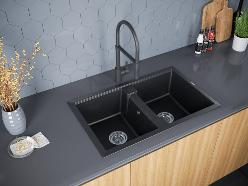 Мойка кухонная Paulmark PM238150-BLM черный металлик фото 2