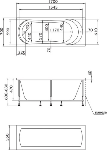 Акриловая ванна Marka One Libra 170x70 фото 6