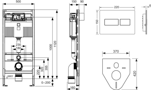 Комплект Унитаз подвесной Duravit Viu 2511090000 безободковый + Крышка-сиденье с микролифтом + Инсталляция TECE TECEprofil Uni 2.0 9300302 с кнопкой смыва фото 4