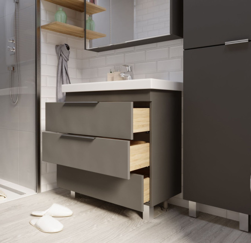 Мебель для ванной 1MarKa Gaula 80Н черная, 3 ящика фото 11