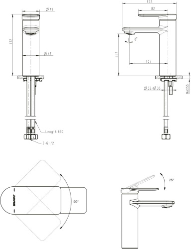 Смеситель Bravat Eddie F1369402BW-ENG для раковины, черный фото 2
