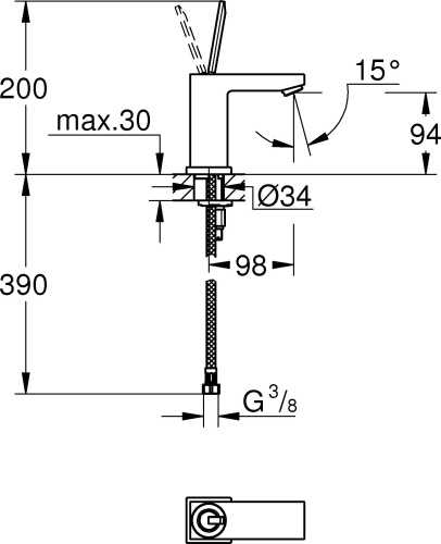 Смеситель Grohe Eurocube Joy 23656000 для раковины фото 2