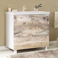 Мебель для ванной Marka One Mix 80Н с 3 ящиками, бетон, push