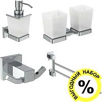 Набор Ideal Standard IOM I1003FM Стакан + Крючок + Полотенцедержатель + Дозатор, хром