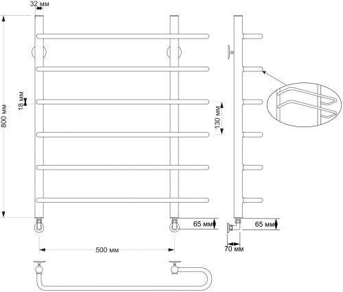 Полотенцесушитель водяной Secado Венеция 2 50x80 (32/18) фото 3