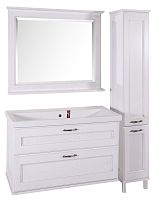Мебель для ванной ASB-Woodline Прато 100 белая, патина серебро