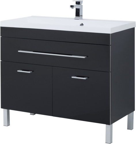 Мебель для ванной Aquanet Верона 100 черная, 1 ящик, 2 двери фото 11