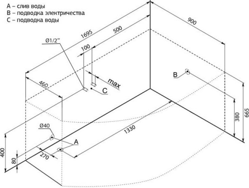 Акриловая ванна Aquanet Jersey 00205329 170x100 R с каркасом фото 7