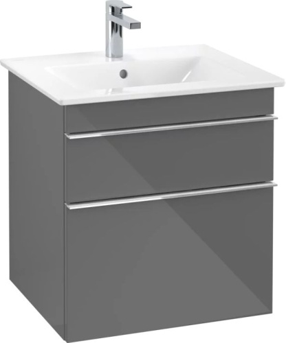 Мебель для ванной Villeroy & Boch Venticello 55 glossy grey, с ручками хром фото 3