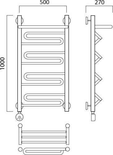 Полотенцесушитель электрический Aquanerzh Зигзаг с полкой L 100х50 фото 2