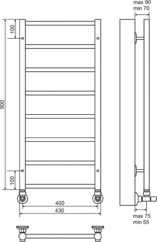 Полотенцесушитель водяной Terminus Контур П8 400*900 фото 2
