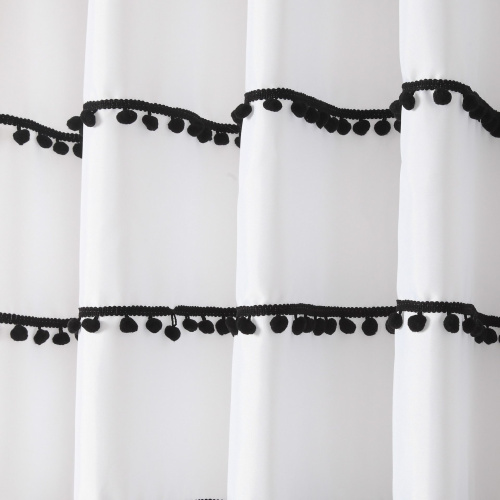 Штора для ванной Carnation Home Fashions Pompon PON180W 180х240 см, белая фото 2