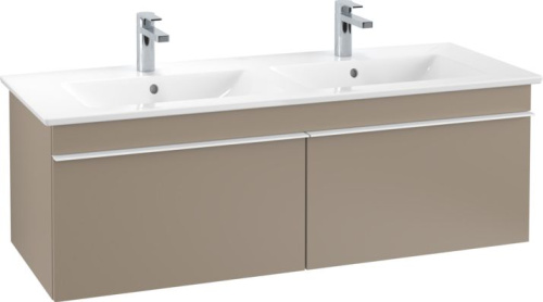 Мебель для ванной Villeroy & Boch Venticello 125 truffle grey, с белыми ручками фото 3