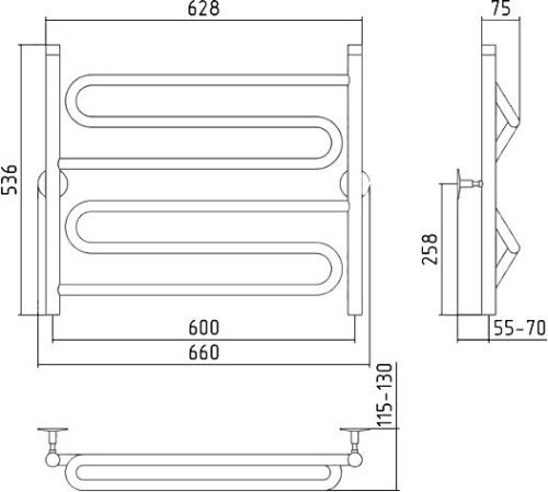 Полотенцесушитель водяной Стилье Универсал-51 60x60 фото 2