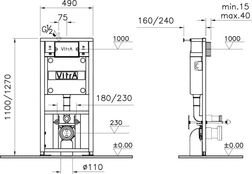 Комплект VitrA Arkitekt 9005B003-7211 кнопка хром фото 7