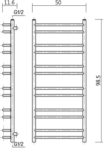 Полотенцесушитель водяной Domoterm Калипсо П12 50x100, античная бронза фото 4