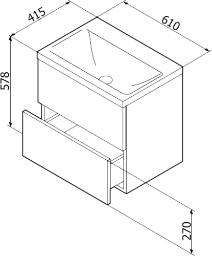 Мебель для ванной AM.PM Gem 60 белый глянец, подвесная, с 2 ящиками + Сертификат AM.PM на 30 дней подписки на медиасервис фото 5