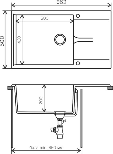 Мойка кухонная Polygran Gals 862 черная фото 2