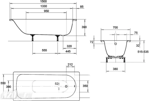 Стальная ванна Kaldewei Eurowa 310 150x70 фото 8 Стальная ванна Kaldewei Eurowa 310 150x70 фото 8