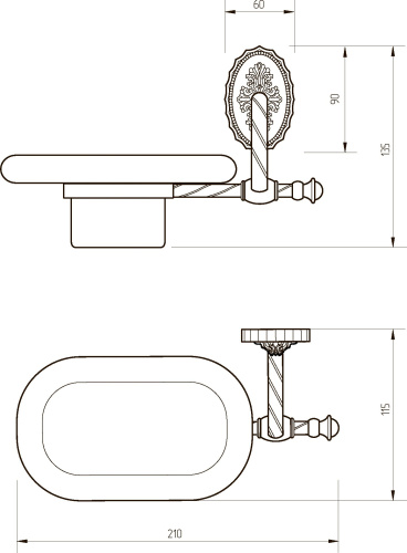 Мыльница Migliore Edera 16895 бронза фото 2