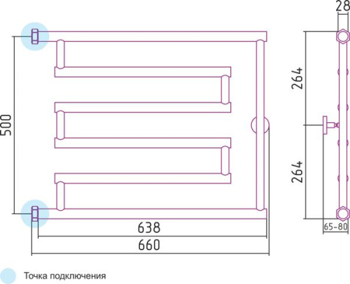 Полотенцесушитель водяной Сунержа High-tech L 50x65 фото 3