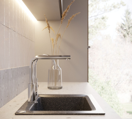 Мойка кухонная DIWO Киров GWS-42 черная фото 4