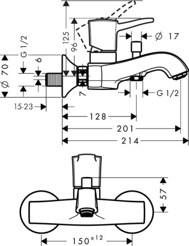 Смеситель Hansgrohe Metropol Classic 31340000 для ванны с душем фото 2